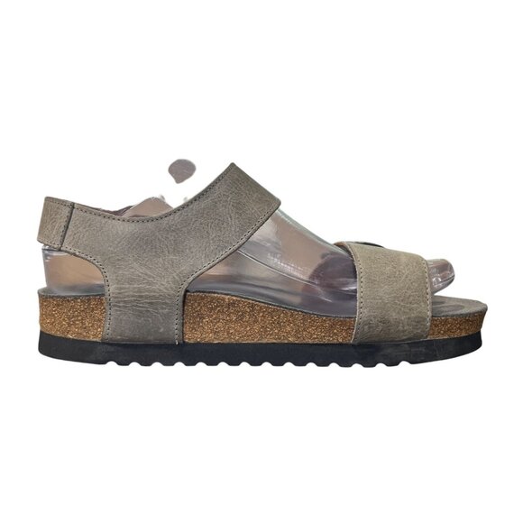 Taos Luckie Sandal Gray Leather Adjustable-Strap Cork-Sole EU 37 / US 6.-6.5 - Picture 4 of 9